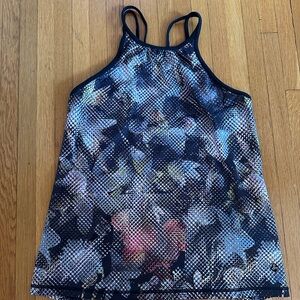 prAna Balletic Tank in Black Digi Flower High Neck & Sweat Wicking, Size S